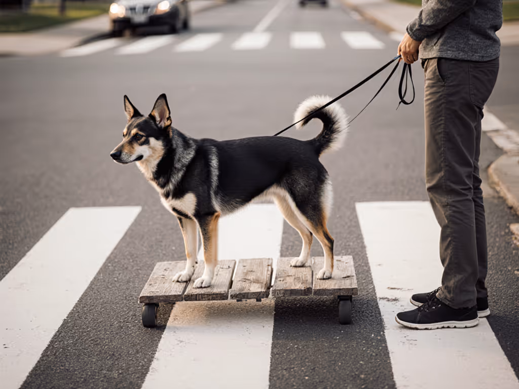 crosswalk_training_setup_showing_dog_on_platform_with_handler_at_safe_distance