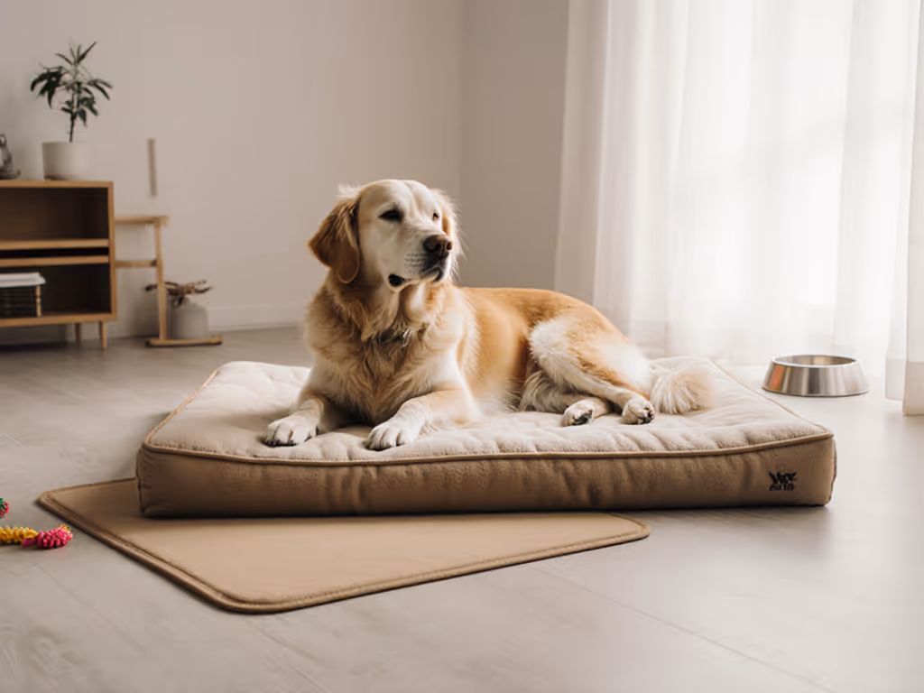 dog_with_arthritis_resting_on_mat_during_training
